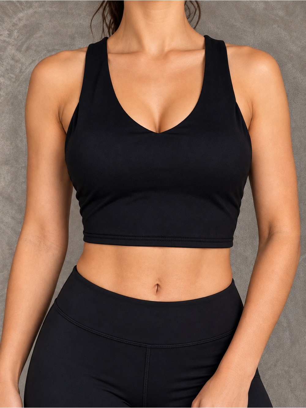 Alo Yoga Crop Tank Top Womens Small Black V Neck Sleeveless Athletic